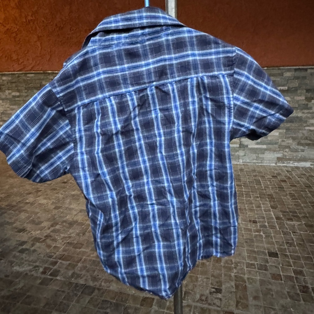 Boys Blue Plaid Button-Up Shirt - Picture 3 of 4